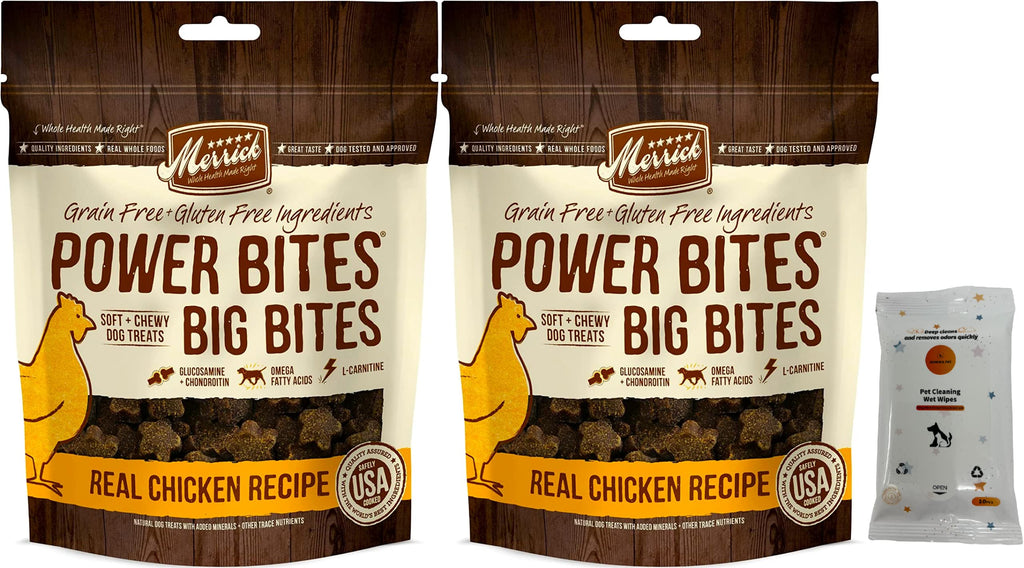 Merrick Power Bites Big Bites Real Chicken Recipe Grain-Free Dog Treats (Pack of 2)