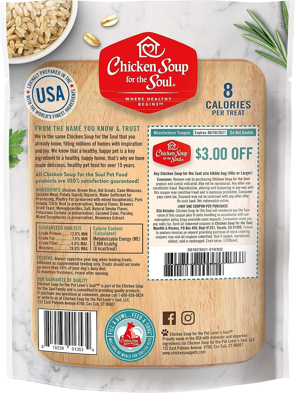 Chicken Soup for The Soul Savory Snacks Dog Treats (2) Real Chicken (2) Real Beef [6-oz Each]