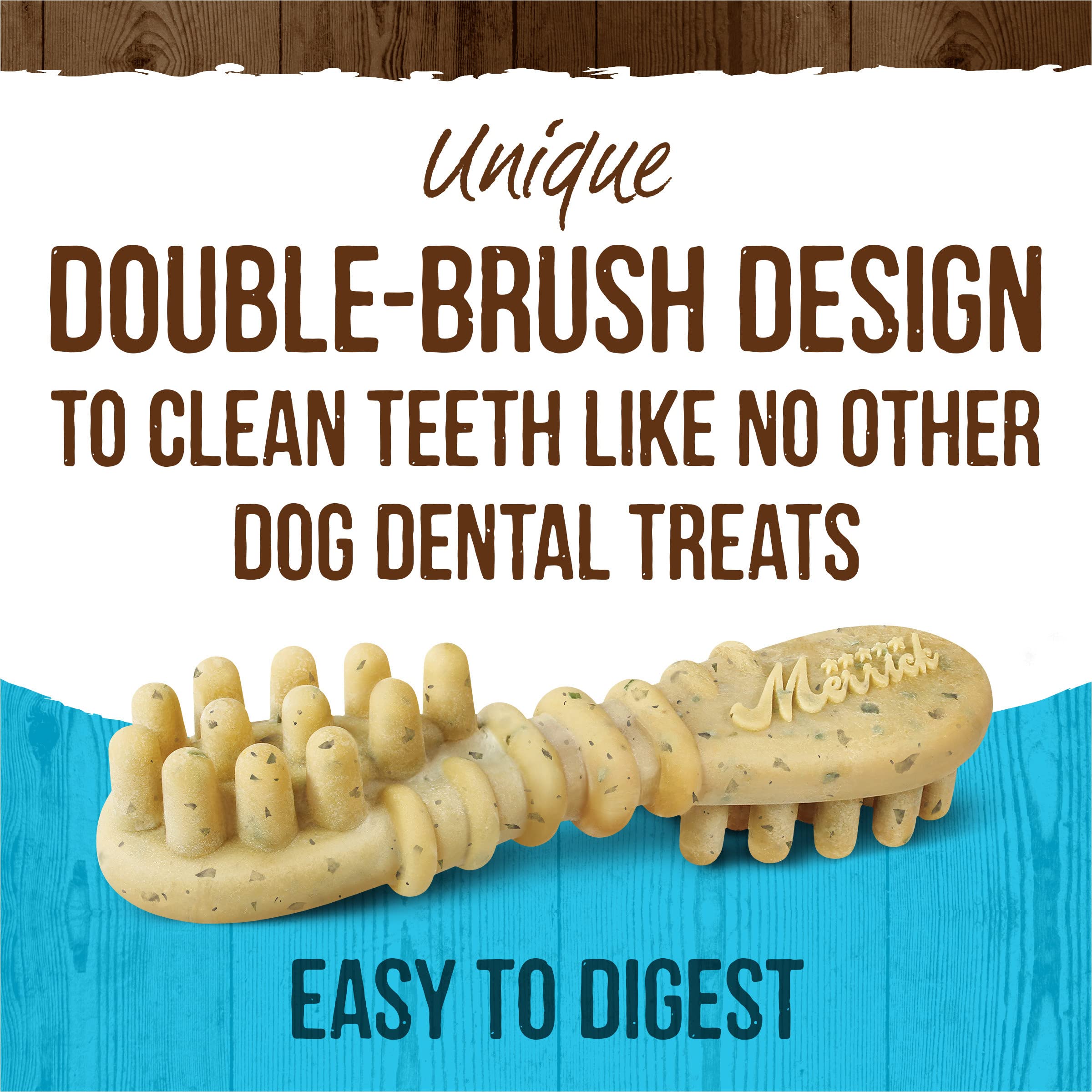 Merrick Fresh Kisses Natural Dental Chews Toothbrush Shape Treat Infused with Real Mint Medium Dogs - 22 ct. Box