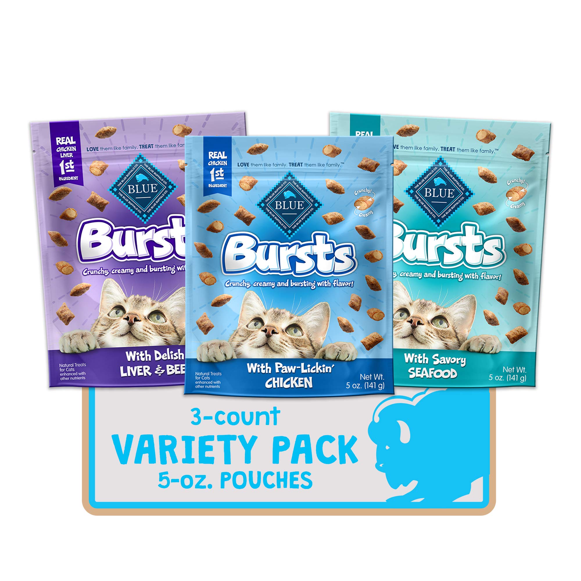 BLUE BUFFALO Bursts Creamy, Crunchy Cat Treat Variety