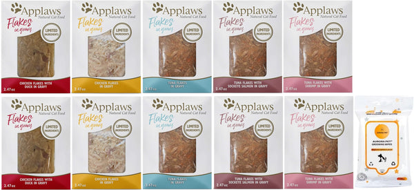 Applaws Flakes in Gravy Wet Cat Food Variety Pack (5 Flavors) Pack of 10