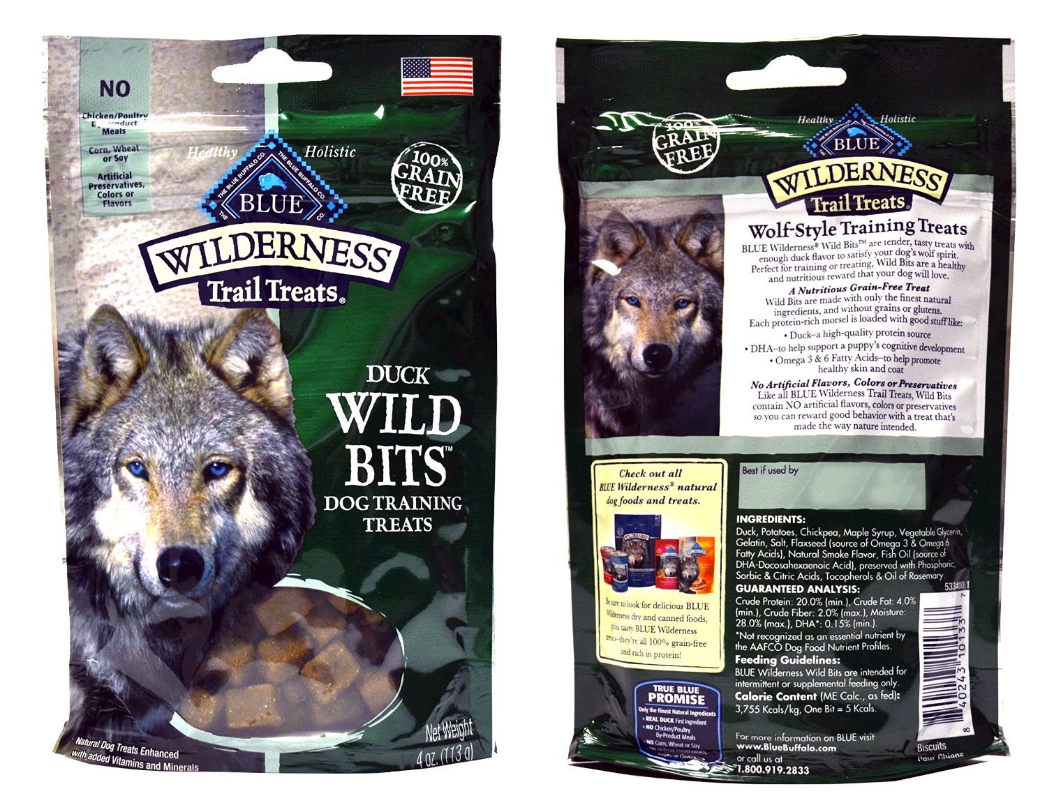 Blue Buffalo Wilderness Trail Treats Grain-Free Wild Bits Dog Treats - 3 Flavors (Pack of 6)