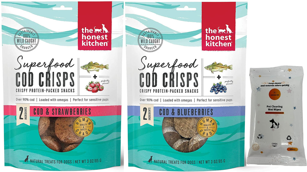 The Honest Kitchen Superfood Cod Crisps Natural Dog Treats (1) Cod & Strawberry (1) Cod & Blueberry