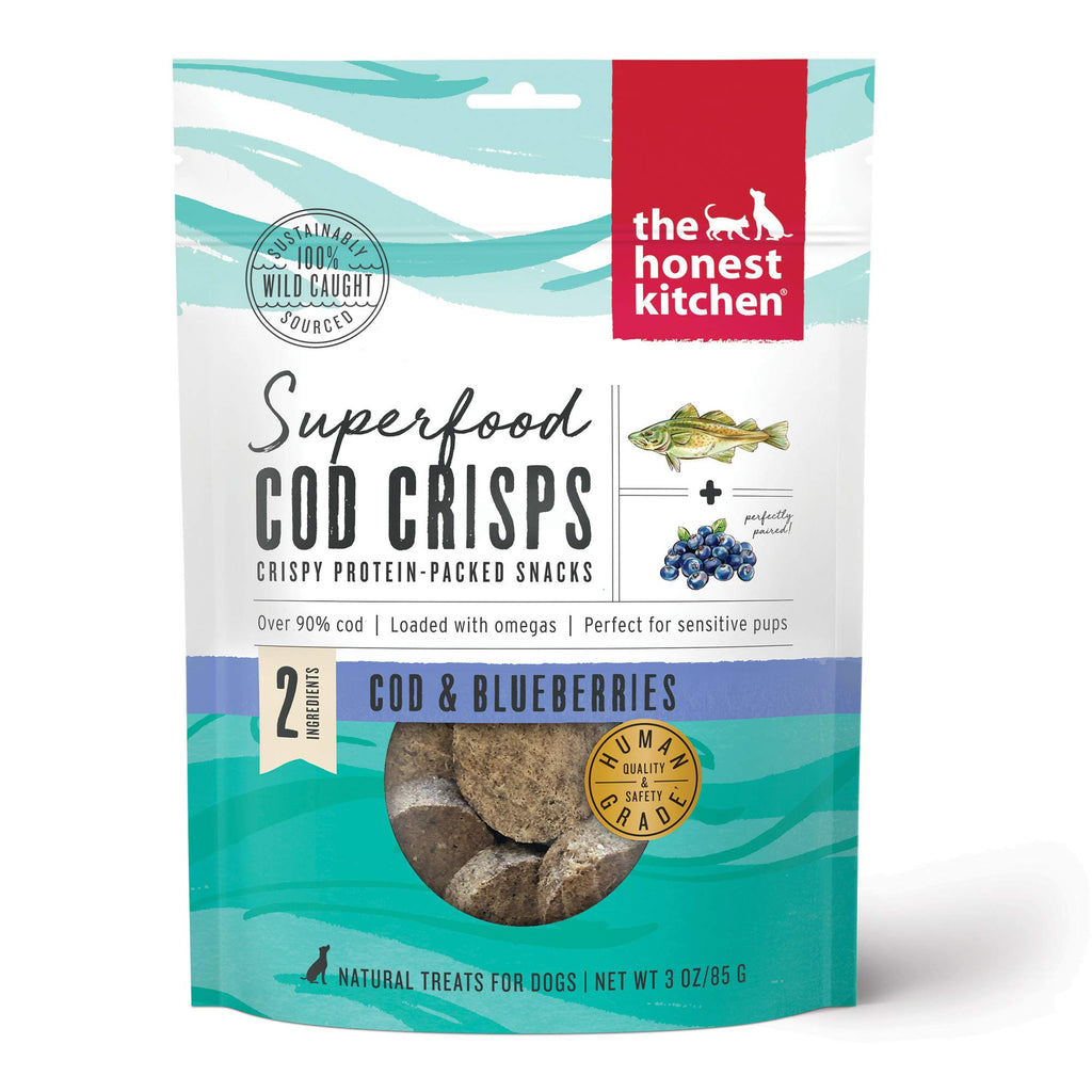 The Honest Kitchen Superfood Cod Crisps - Human Grade Natural Dog Treats - Cod & Berries