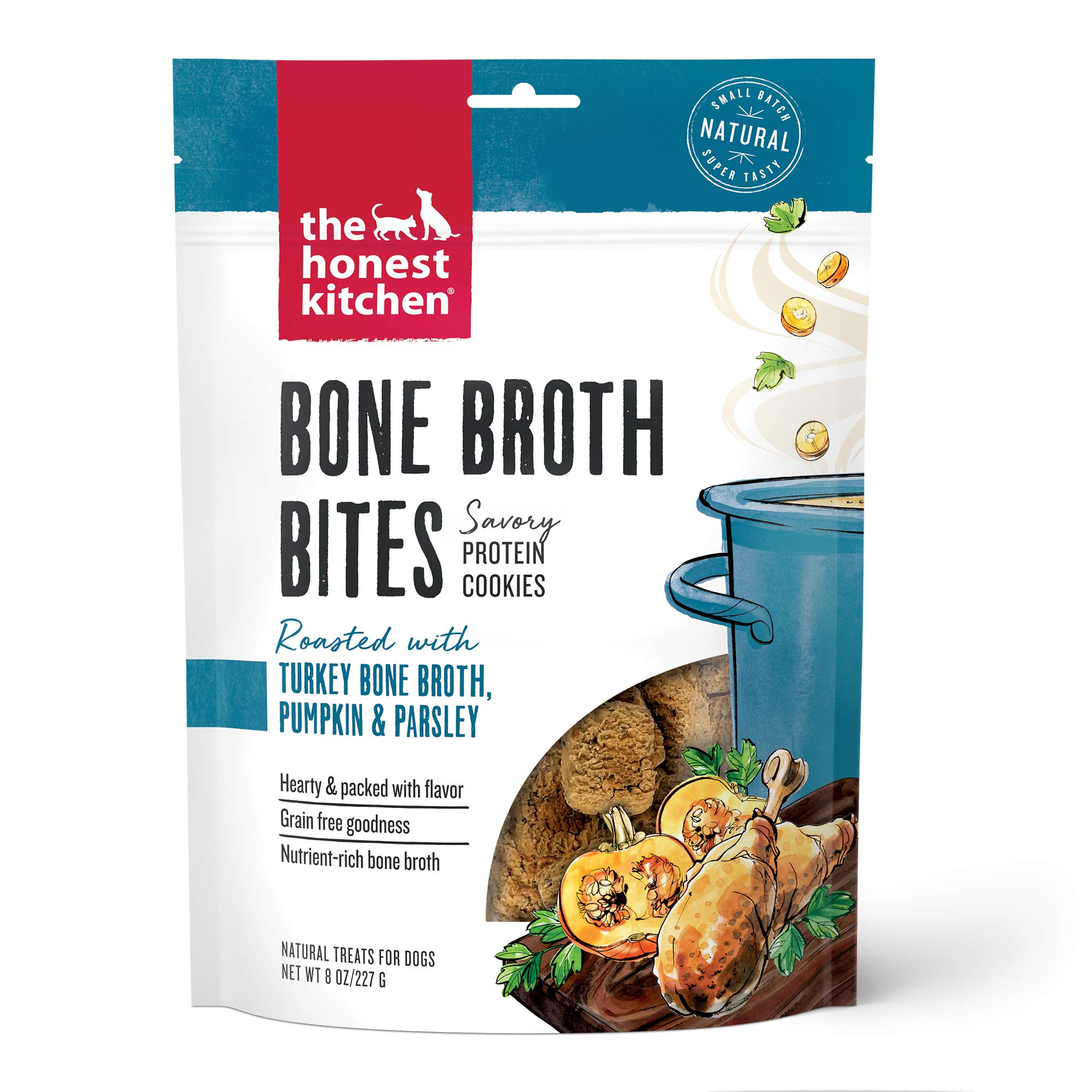 The Honest Kitchen Bone Broth Bites Dog Treats - Savory Protein Cookies, 8 oz. Bag