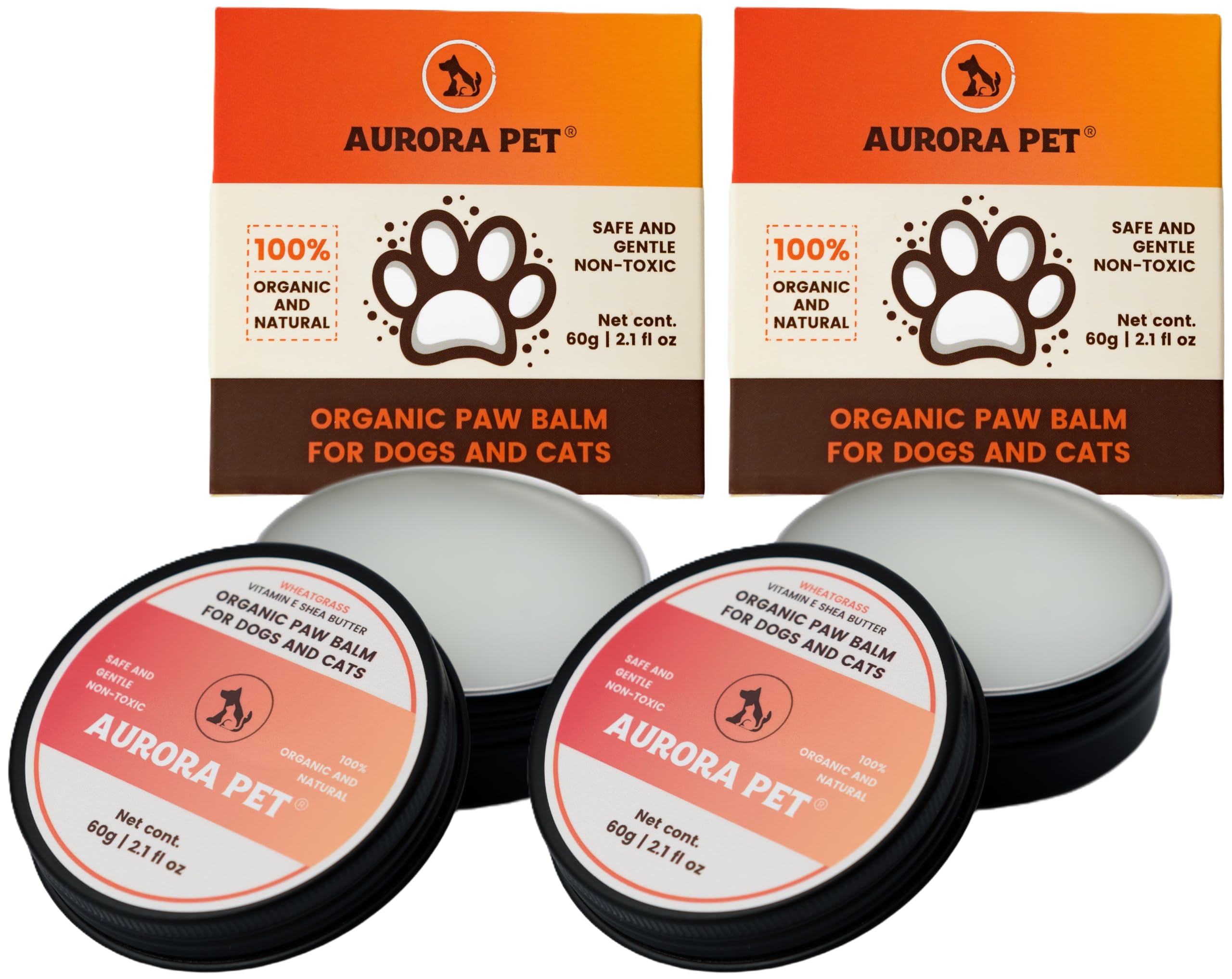 Aurora Pet Organic Paw Balm for Dogs and Cats 2.1 oz | Heals, Repairs & Restores Dry Cracked Paws, Noses & Elbows