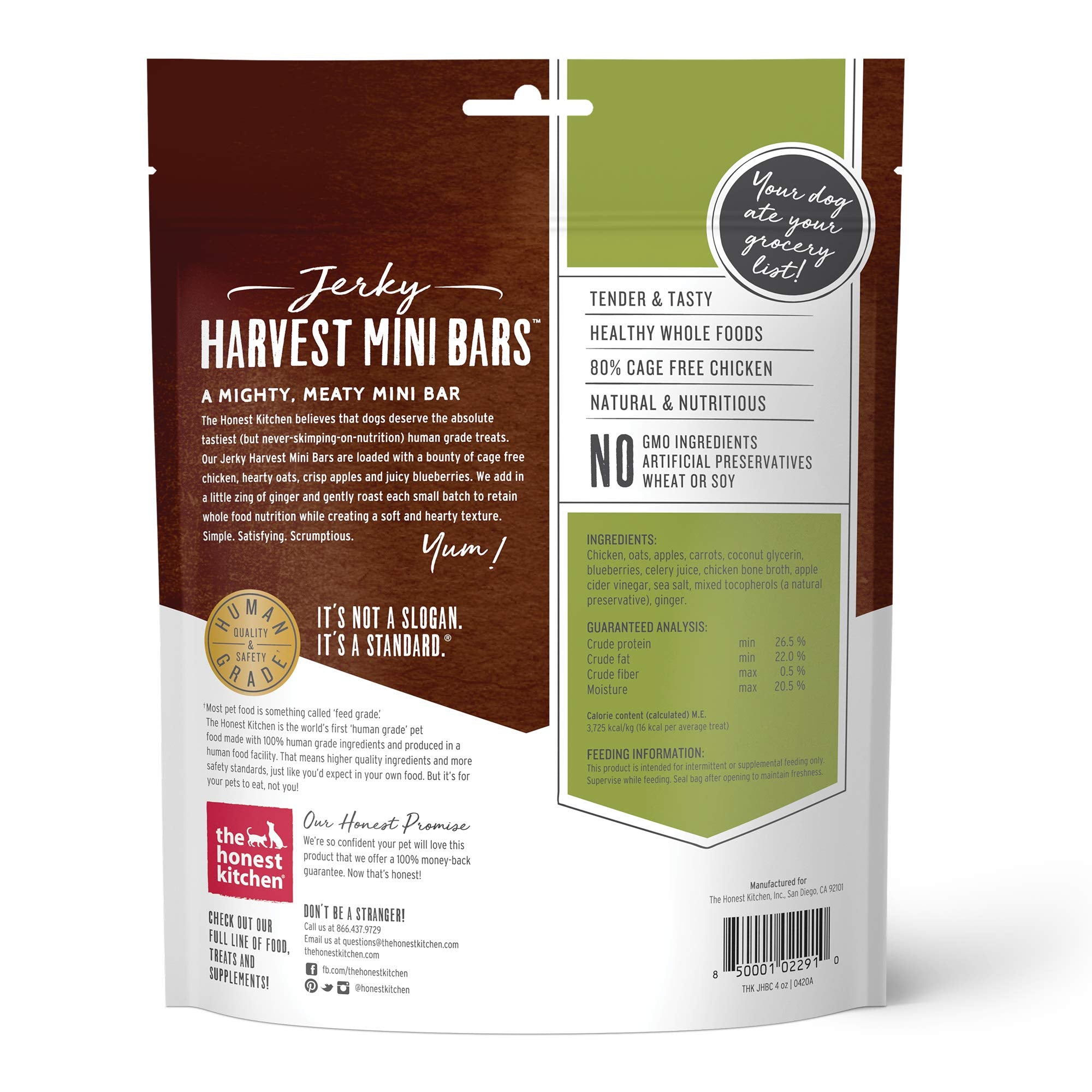 The Honest Kitchen Jerky Harvest Mini Bars Dog Treats