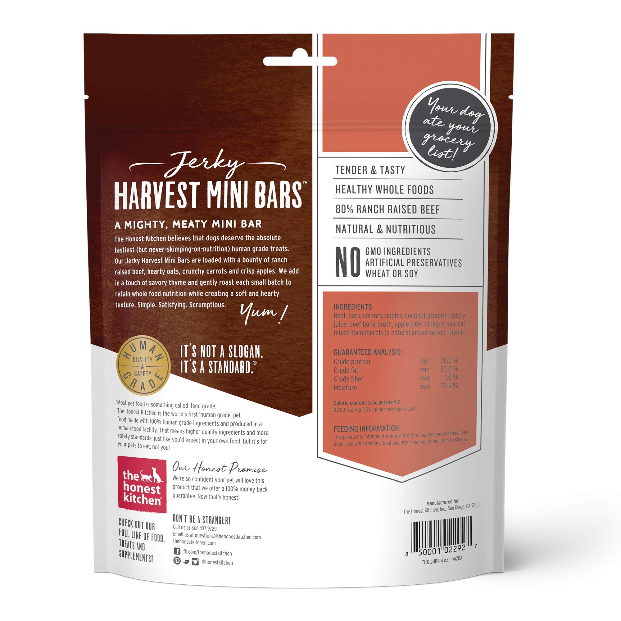 The Honest Kitchen Jerky Harvest Mini Bars Dog Treats