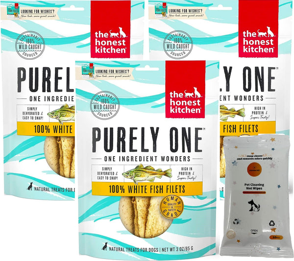 The Honest Kitchen 100% White Fish Filets Dog Treats (3-oz Bags)