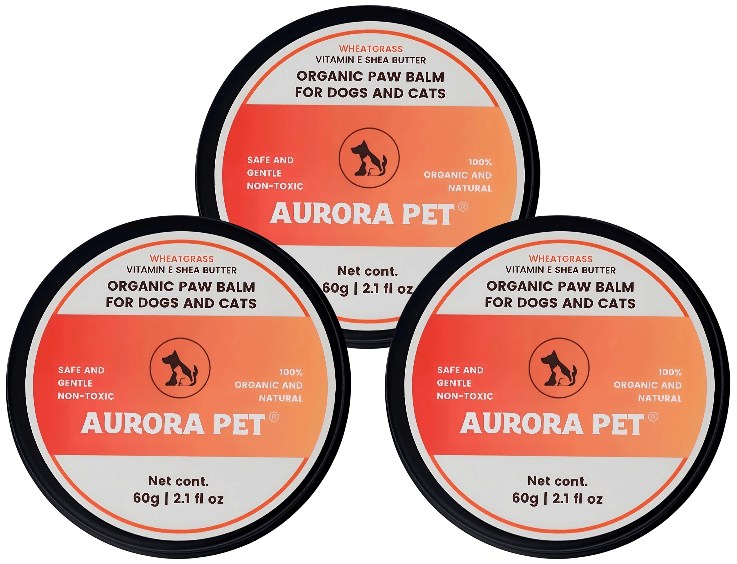 Aurora Pet Organic Paw Balm for Dogs & Cats (2.1 oz) | Soothes, Heals & Protects Dry, Cracked Paws, Noses & Elbows | All-Natural Skin Repair & Moisturizer