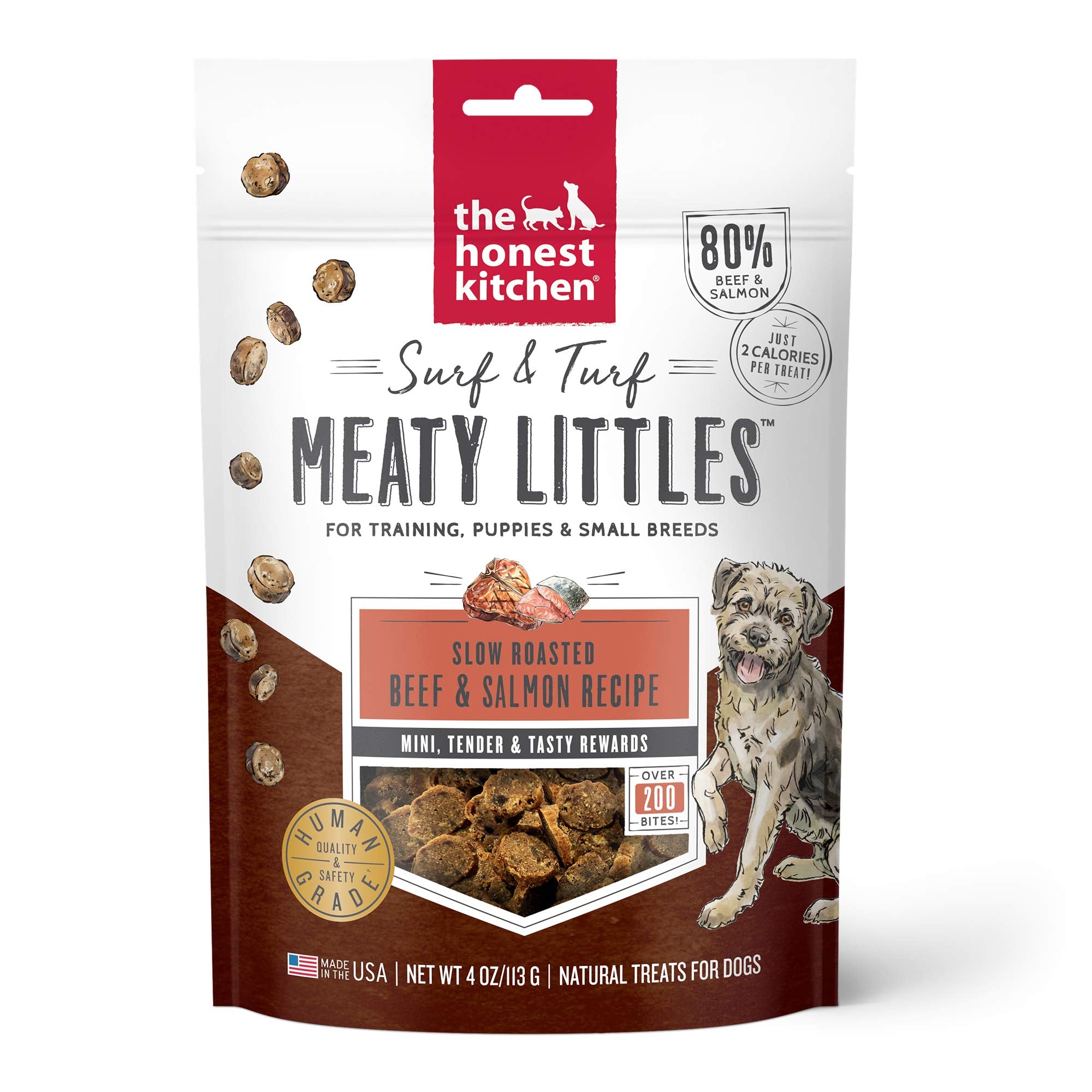 The Honest Kitchen Surf & Turf Meaty Littles Dog Treats - Tasty Training Treats - 4 oz. Bag