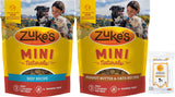 Zuke's Mini Naturals Soft Dog Treats (1) Beef Recipe (1) Peanut Butter & Oats [16-oz Bags]