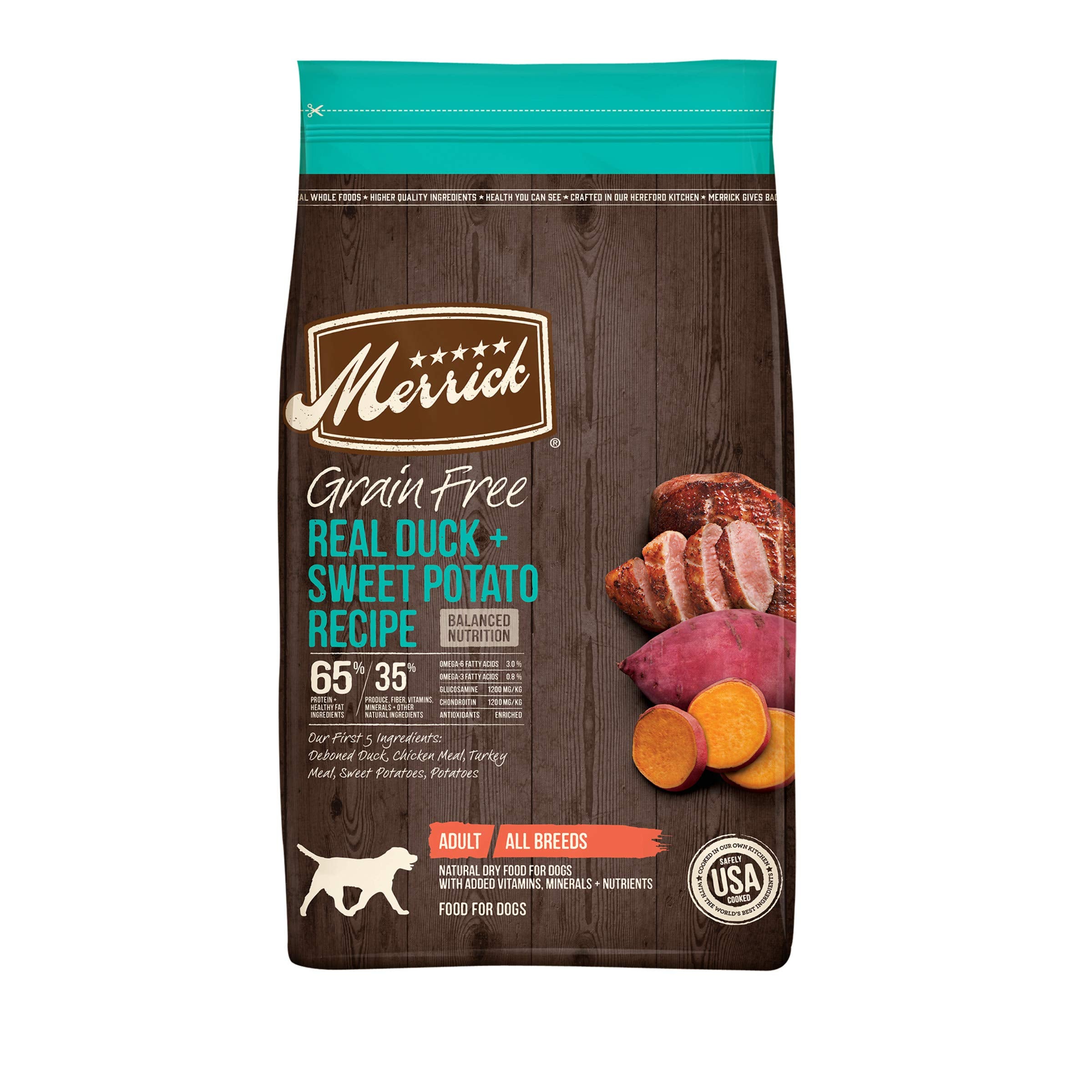 Merrick Premium Grain Free Dry Adult Dog Food, Wholesome and Natural Kibble with Real Duck and Sweet Potato