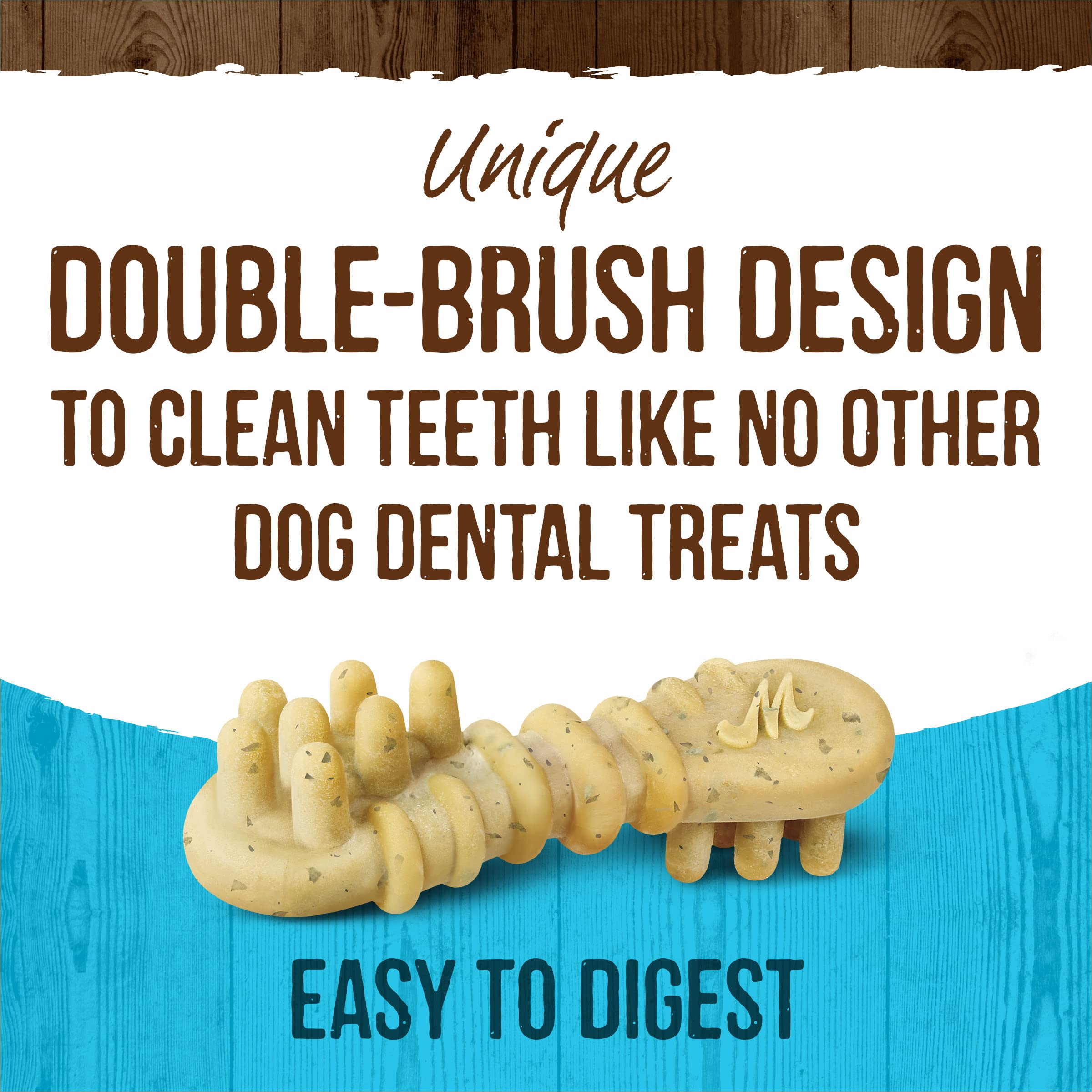 Merrick Fresh Kisses Natural Dental Chews Toothbrush Treat Shape Infused with Real Mint for Tiny Dogs 5-15 Lbs - 106 ct. Box