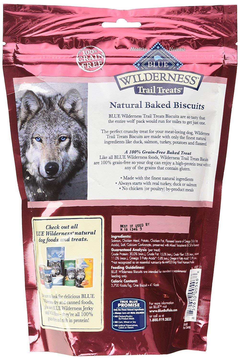 Blue Buffalo Wilderness Trail Treats Grain-Free Dog Biscuits (1) Duck and (1) Salmon