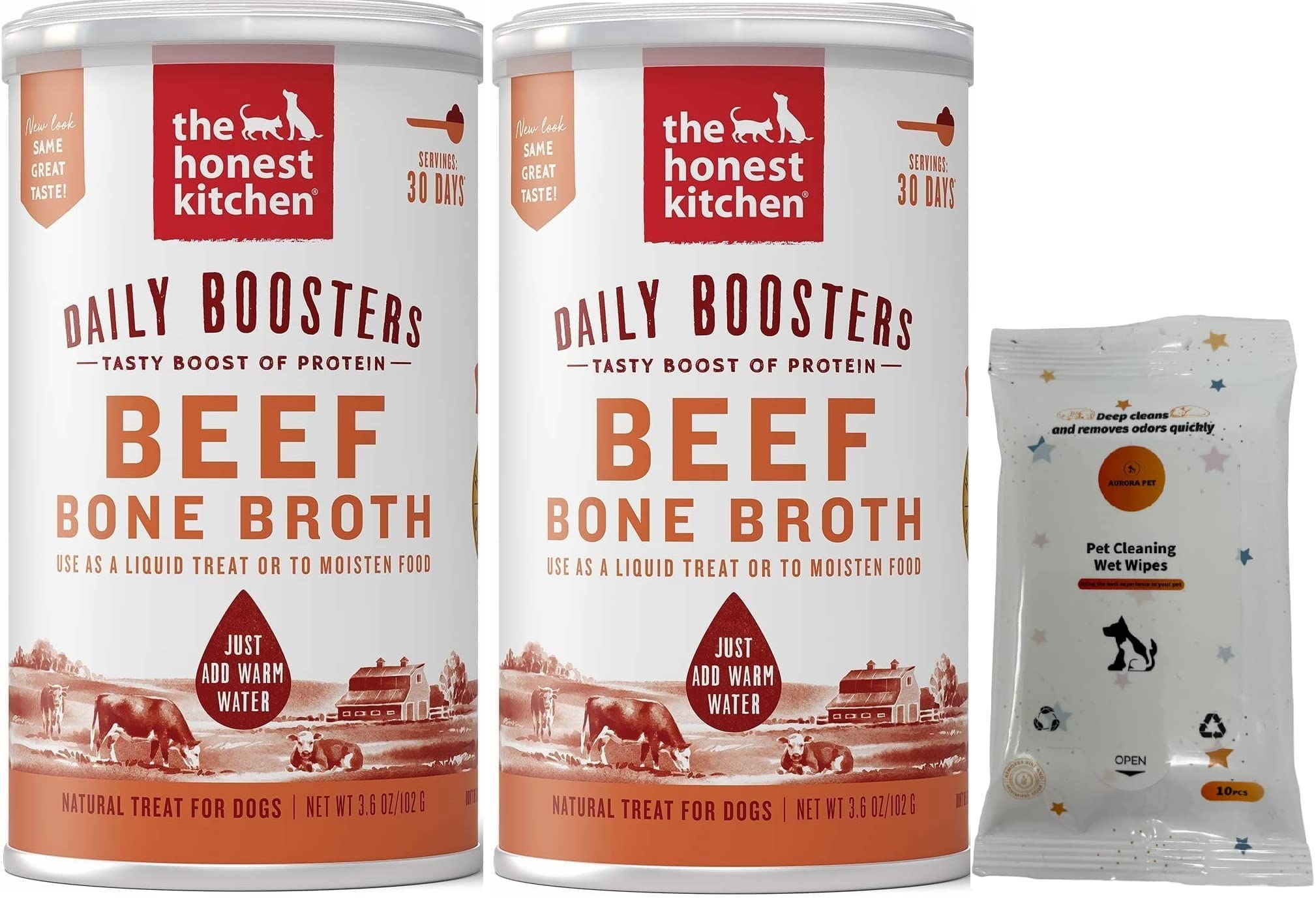 The Honest Kitchen Daily Boosters Instant Beef Bone Broth with Turmeric (Pack of 2)