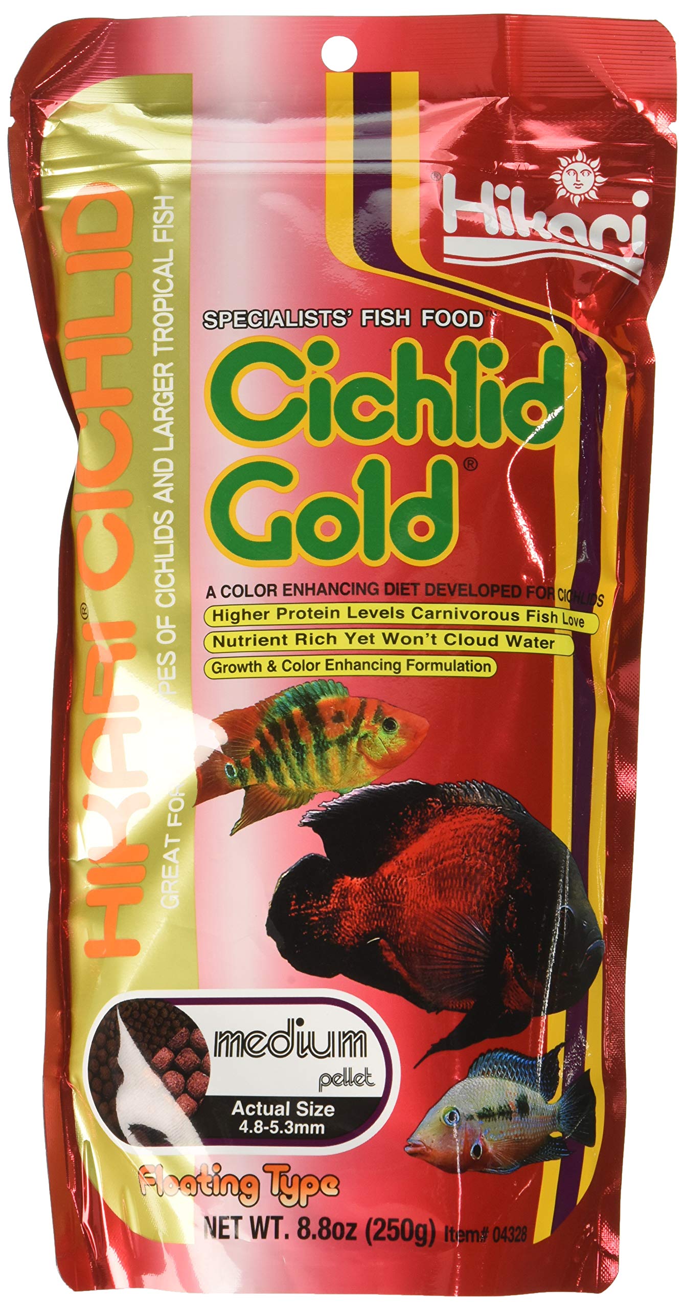 HIKARI 8.8-Ounce Cichlid Gold Floating Pellets for Pets, Medium