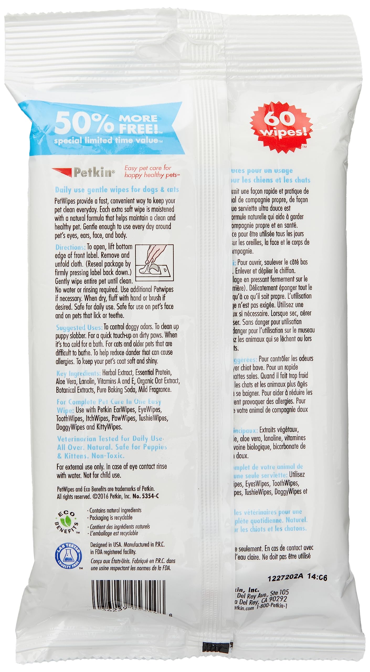 Petkin PetWipes Valu-Pak 60 count