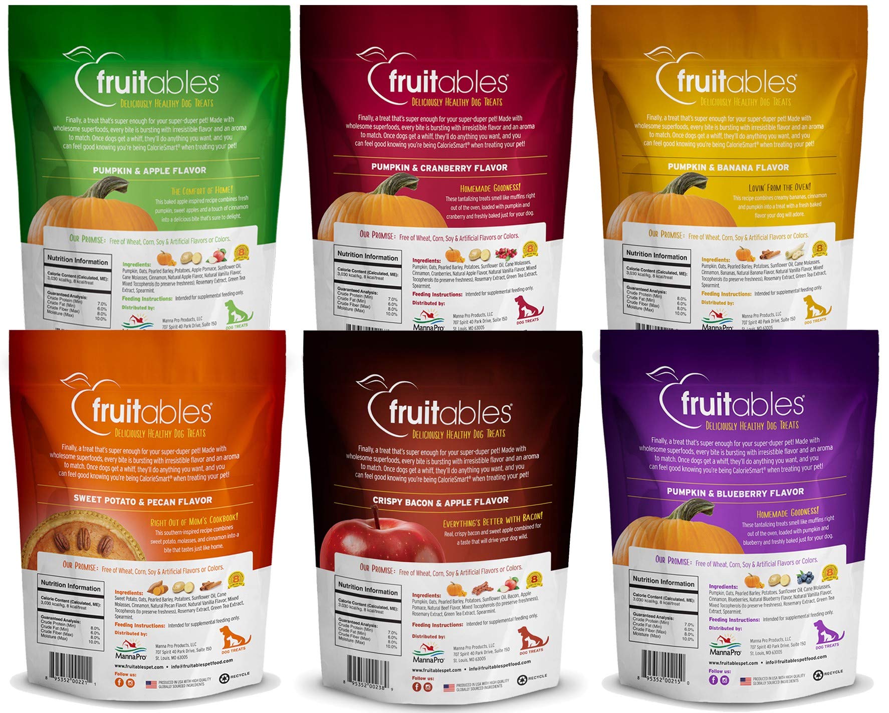 Fruitables Natural Baked Crunchy Dog Treats Variety Packs