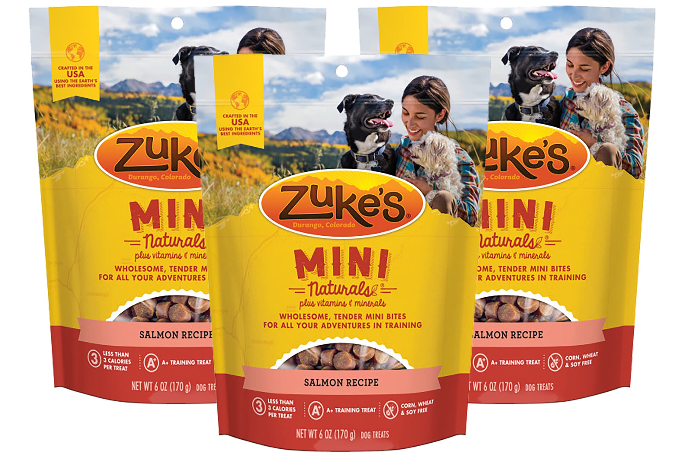 Zuke's Mini Naturals Dog Training Treats, Salmon Recipe, Soft Mini Dog Treats with Vitamins & Minerals (6-oz Bags)