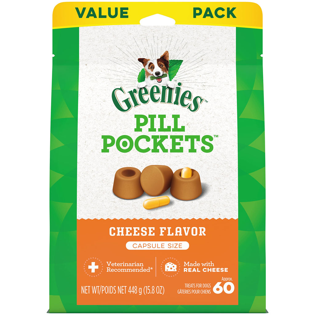 Greenies Pill Pockets for Dogs Capsule Size Natural Soft Dog Treats, Cheese Flavor