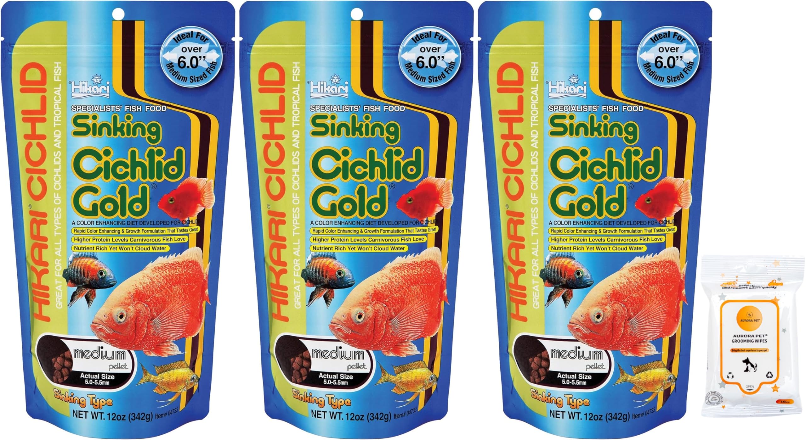 Hikari Cichlid Gold Sinking Medium Fish Food 12 oz (Pack of 3)