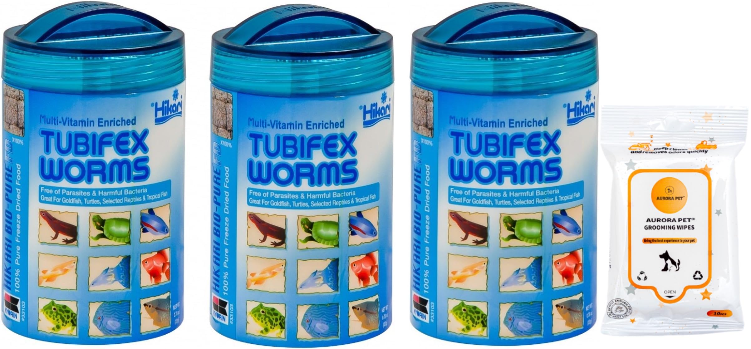 Hikari Tubifex Worms Pure Freeze-Dried Fish Food 0.7-oz (Pack of 3)