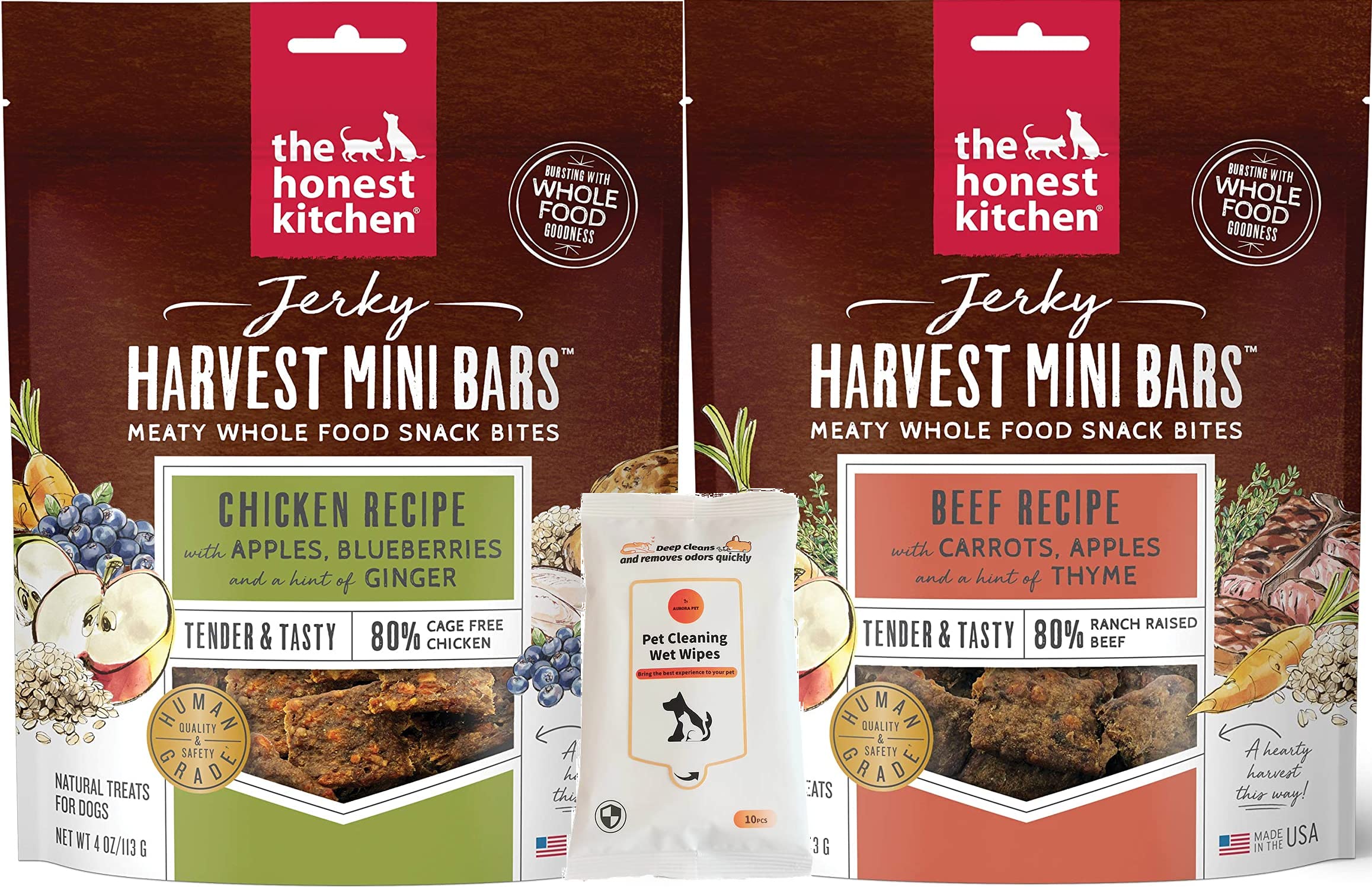 The Honest Kitchen Harvest Mini Bars Dog Treats [Beef Recipe and Chicken Recipe]