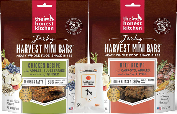 The Honest Kitchen Harvest Mini Bars Dog Treats [Beef Recipe and Chicken Recipe]