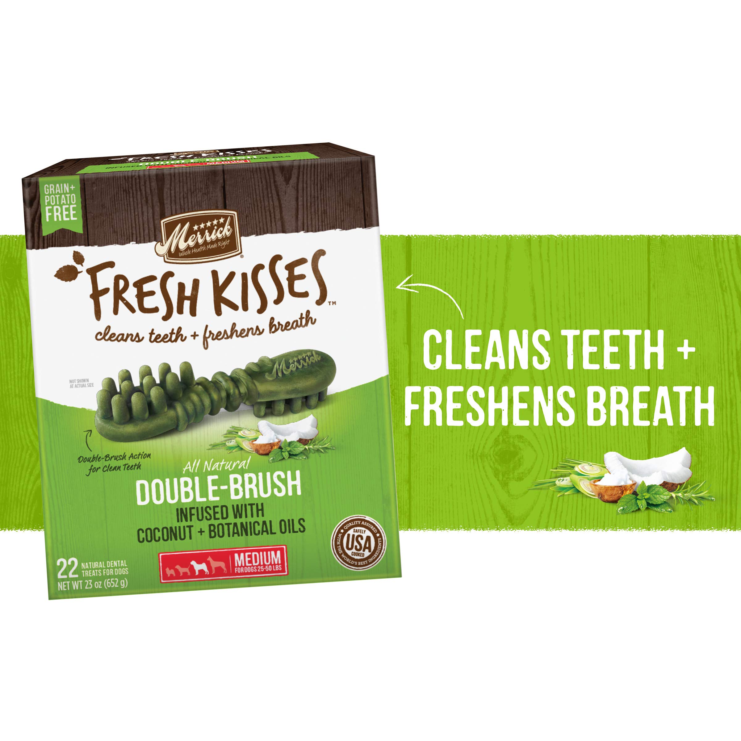 Merrick Fresh Kisses Medium Oral Care Dental Dog Treats for Dogs 25-50 Lbs