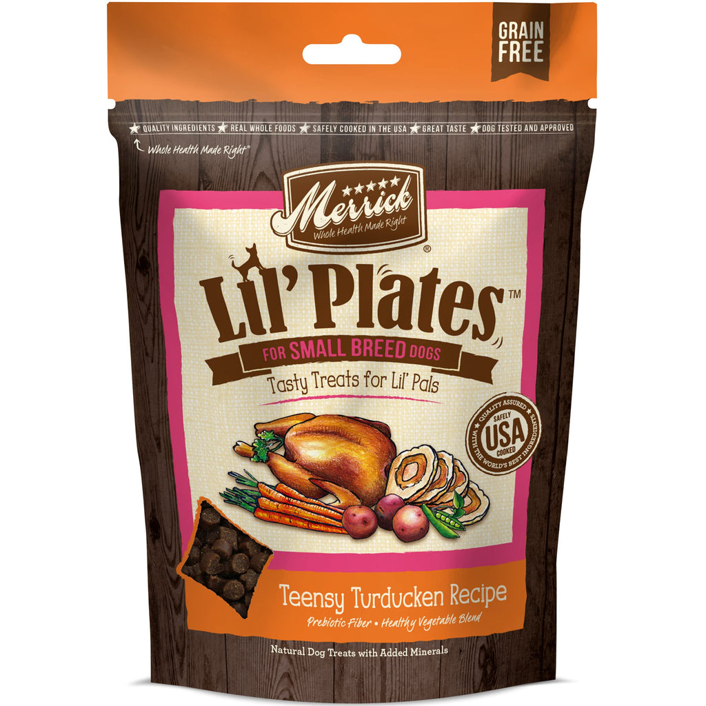 Merrick Lil’ Plates Grain Free Small Dog Treats for Small Dogs (Teensy Turducken)