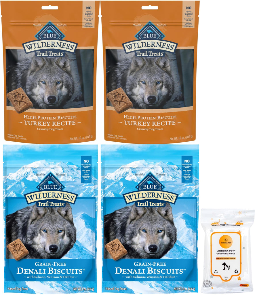Blue Buffalo Wilderness Trail Treats Grain Free Crunchy Dog Biscuits (2) Turkey (2) Denali
