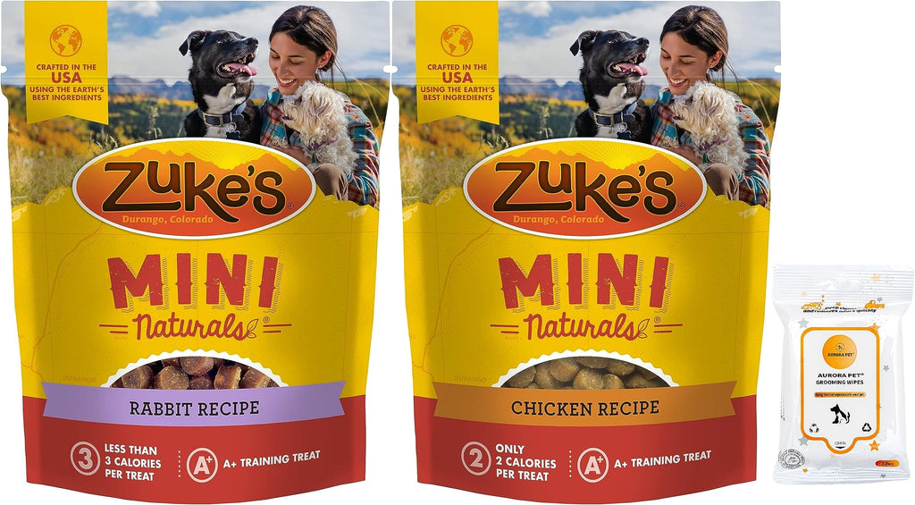 Zuke's Mini Naturals Soft Dog Treats (1) Chicken Recipe (1) Rabbit Recipe [16-oz Bags]