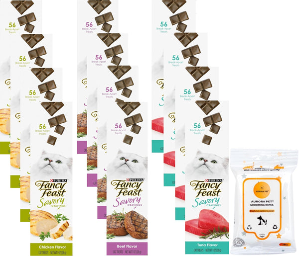 Fancy Feast Savory Cravings Limited Ingredient Cat Treats (4) Chicken (4) Tuna (4) Beef Flavor (1 oz Each)