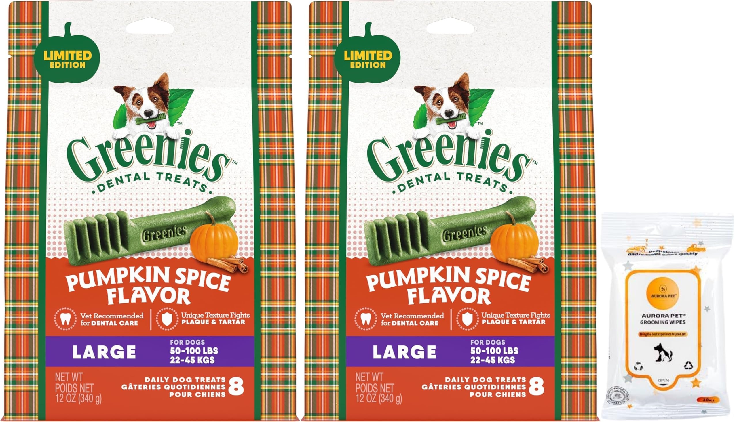 Greenies Pumpkin Spice Flavor Large Size Dog Dental Treats (Pack of 2)