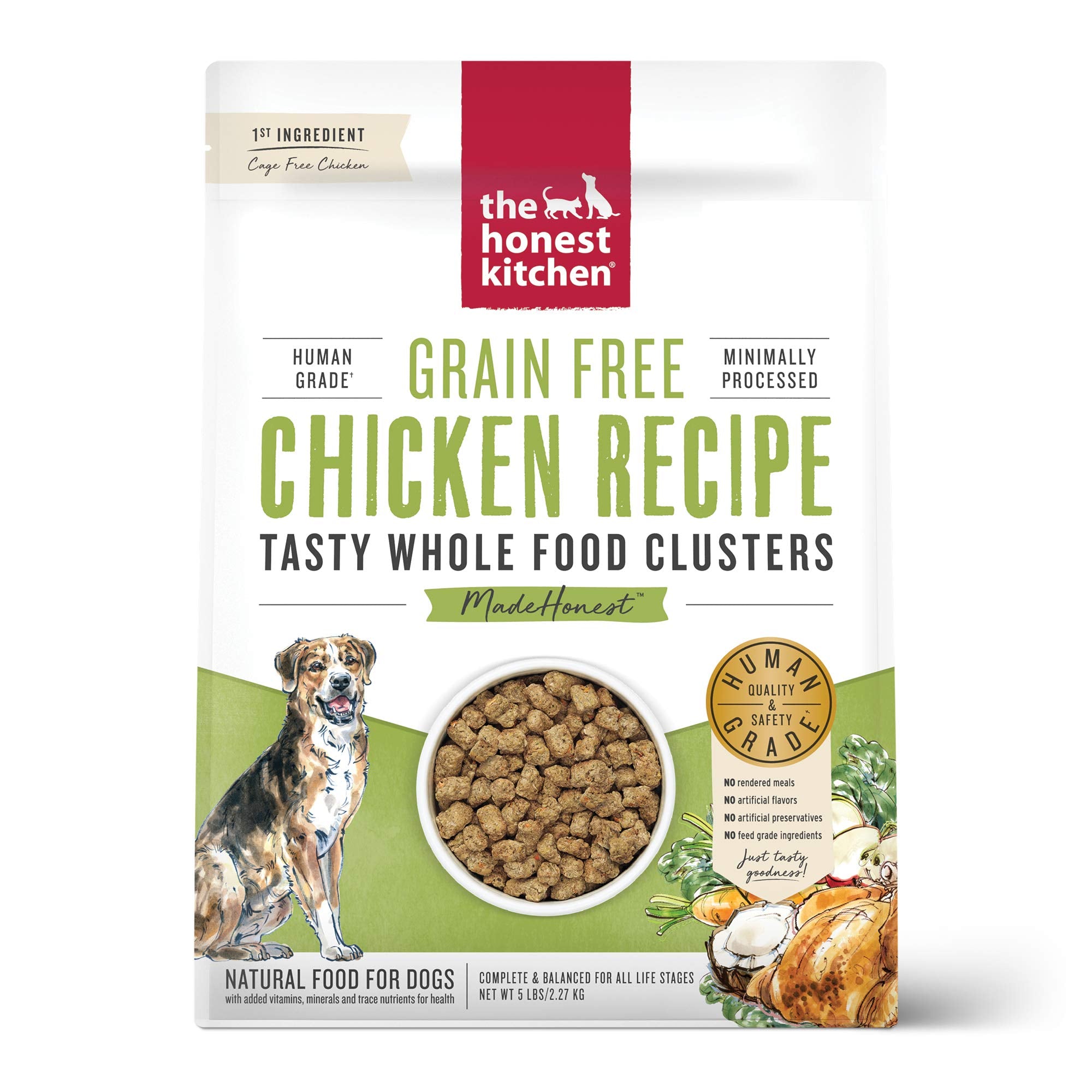 The Honest Kitchen Whole Food Clusters Grain Free Chicken Dry Dog Food, 5 lb Bag