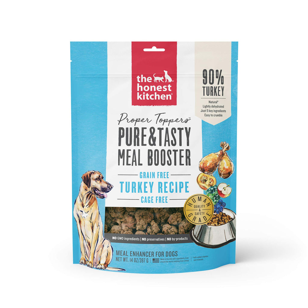 The Honest Kitchen Proper Toppers: Natural Human Grade Dehydrated Grain Free Dog Superfood - Cage Free Turkey 14 oz