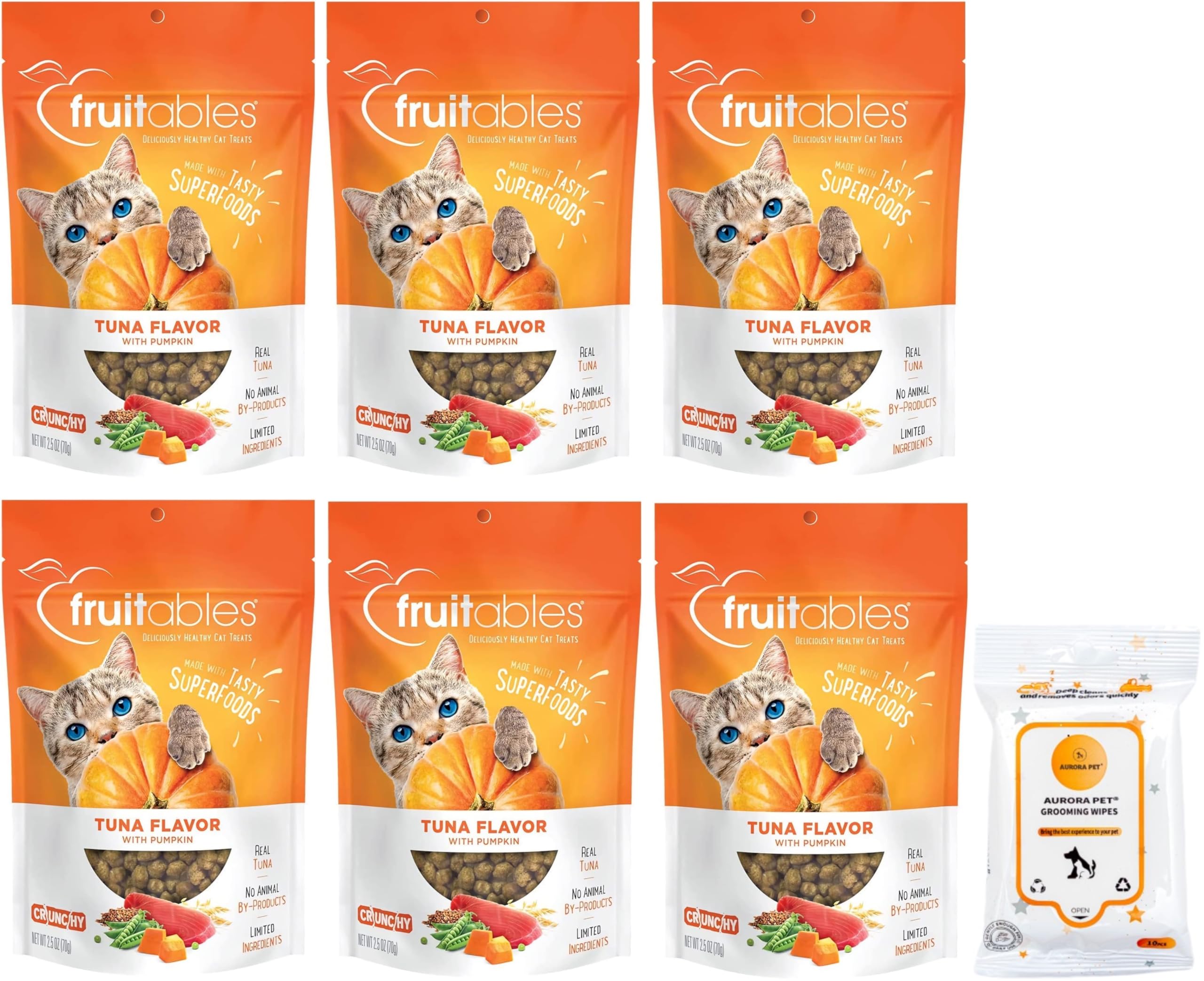 Fruitables Tuna & Pumpkin Flavor Crunchy Cat Treats (Pack of 6)