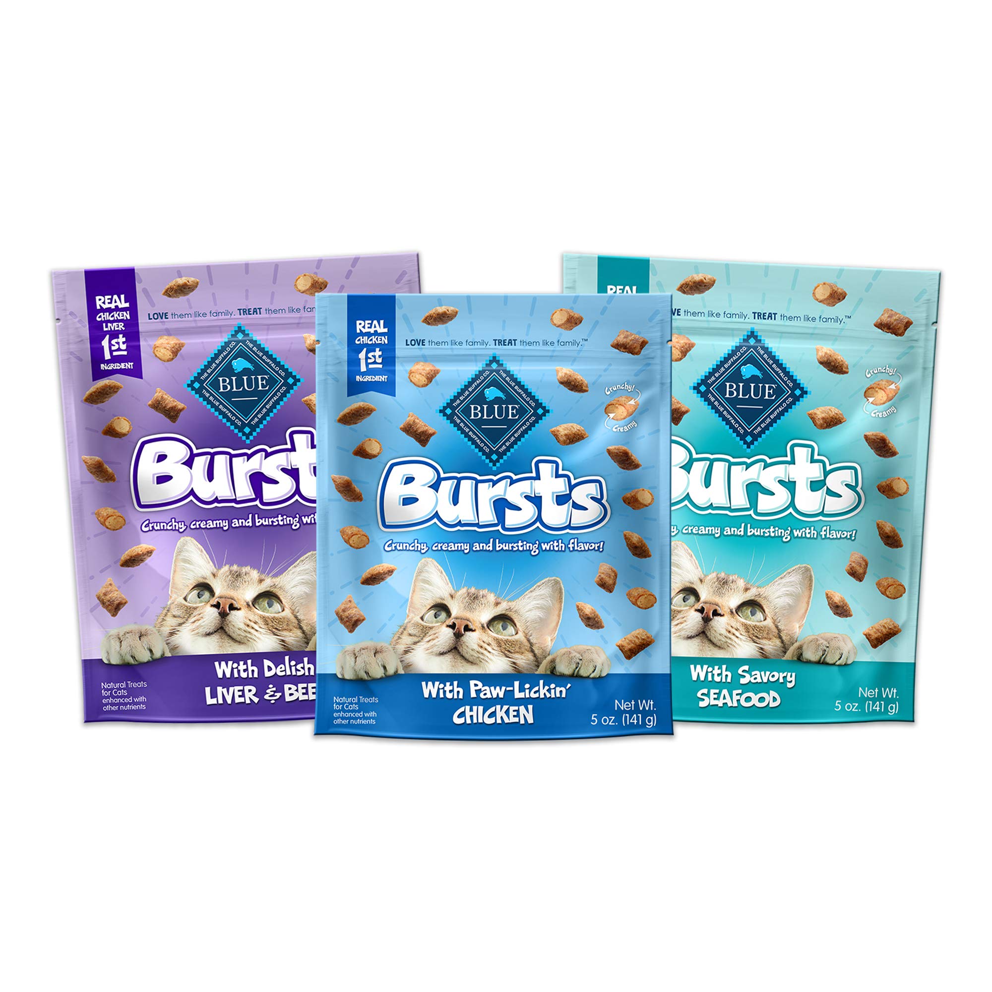 BLUE BUFFALO Bursts Creamy, Crunchy Cat Treat Variety