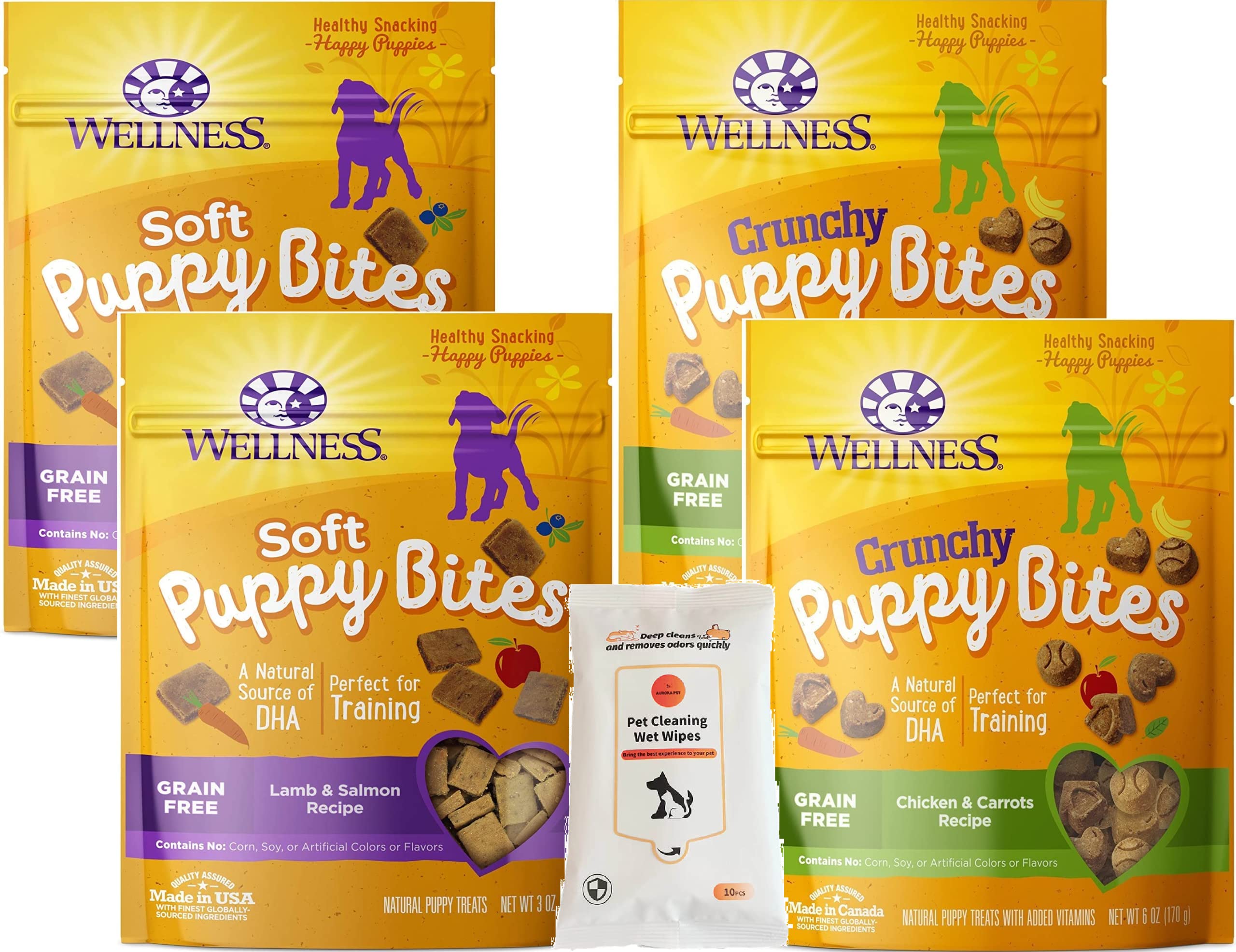 Wellness Soft Puppy Bites Training Treats (2) Lamb & Salmon (2) Chicken & Carrots