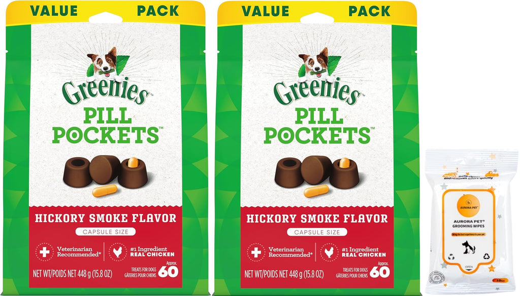 Greenies Pill Pockets Capsule Size Hickory Smoke Flavor Dog Treats 15.8 oz (Pack of 2)