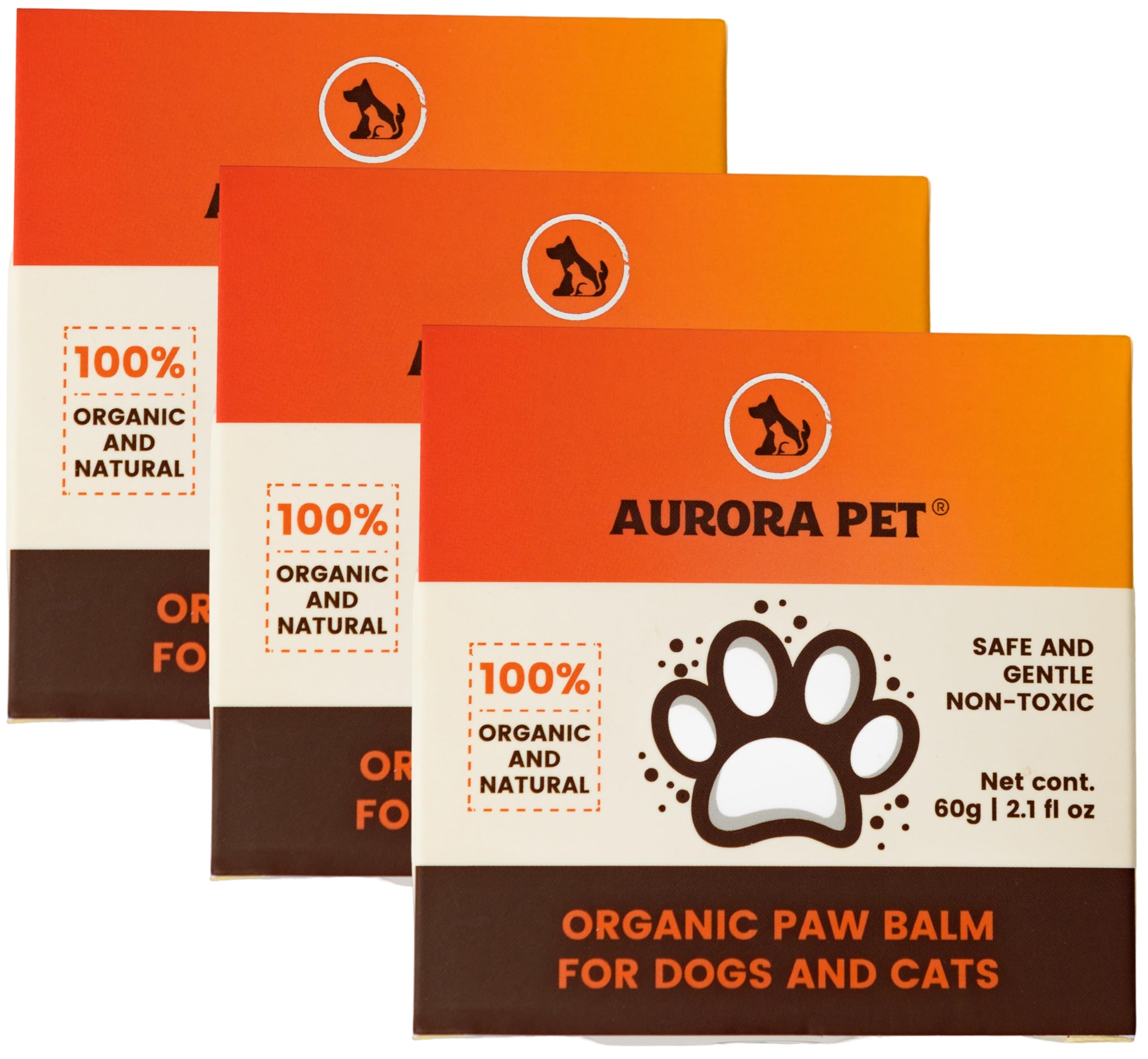 Aurora Pet Organic Paw Balm for Dogs and Cats 2.1 oz | Heals, Repairs & Restores Dry Cracked Paws, Noses & Elbows