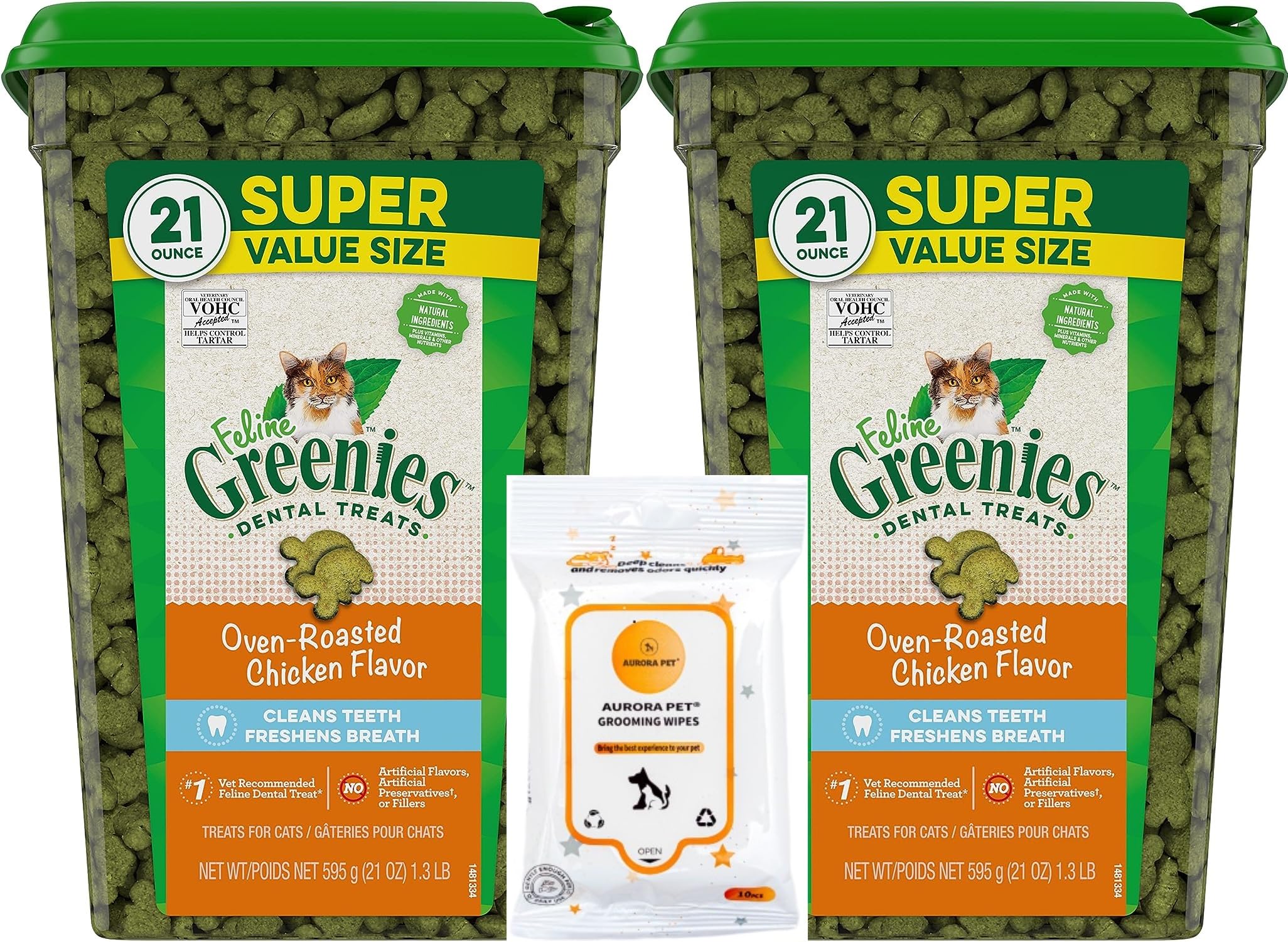 Greenies Super Value Size Oven Roasted Chicken Flavor Adult Dental Cat Treats 21-oz (Pack of 2)