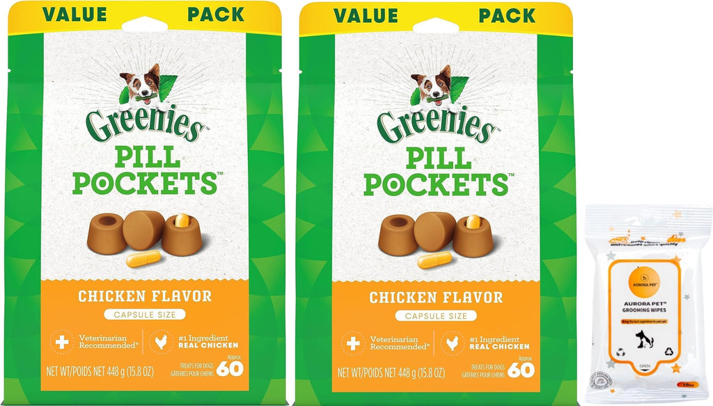 Greenies Pill Pockets Capsule Size Chicken Flavor Dog Treats (Pack of 2)