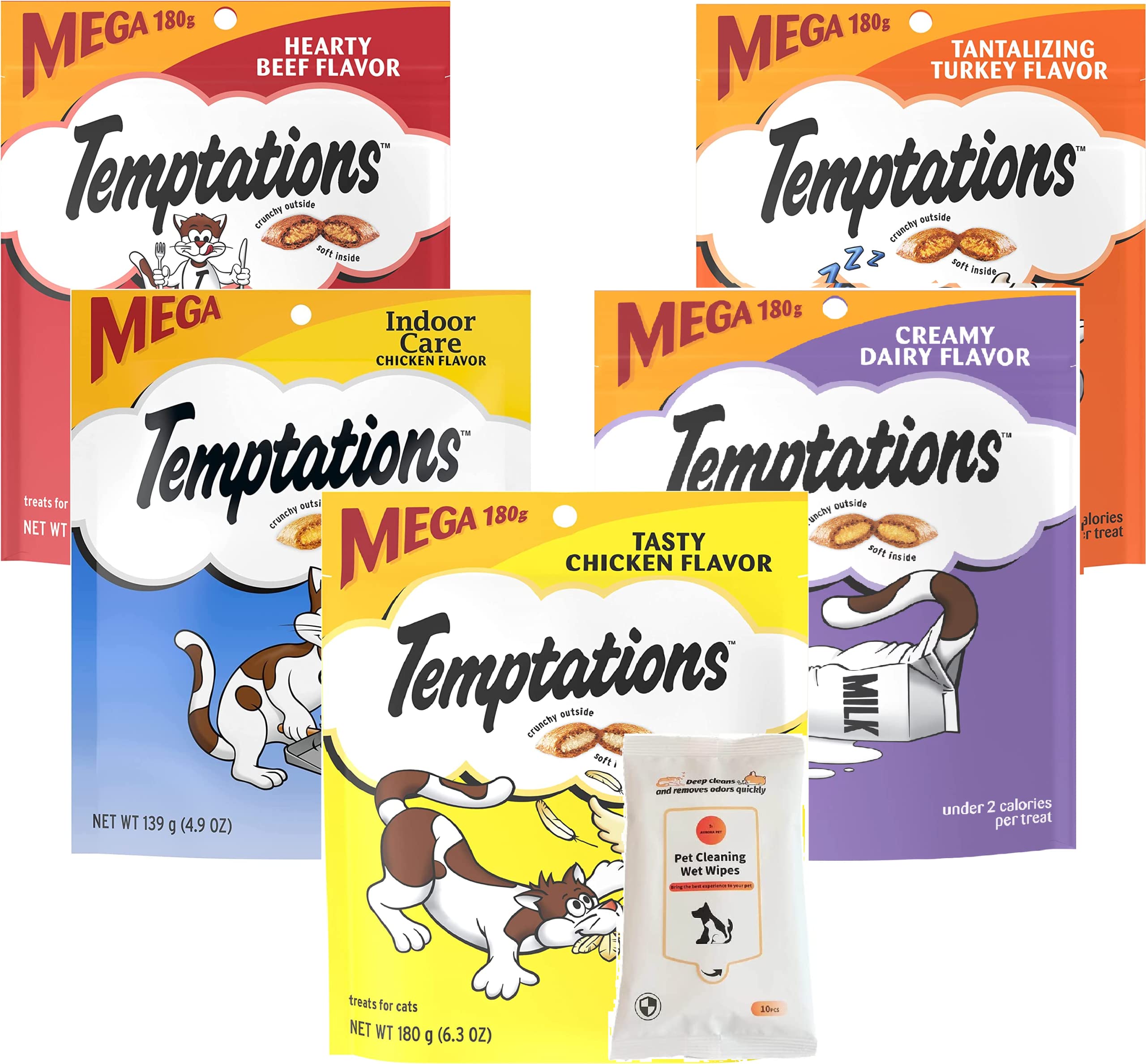 Temptation Types Temptations Classic Soft & Crunchy Cat Treats Variety Pack (5 Flavors ...