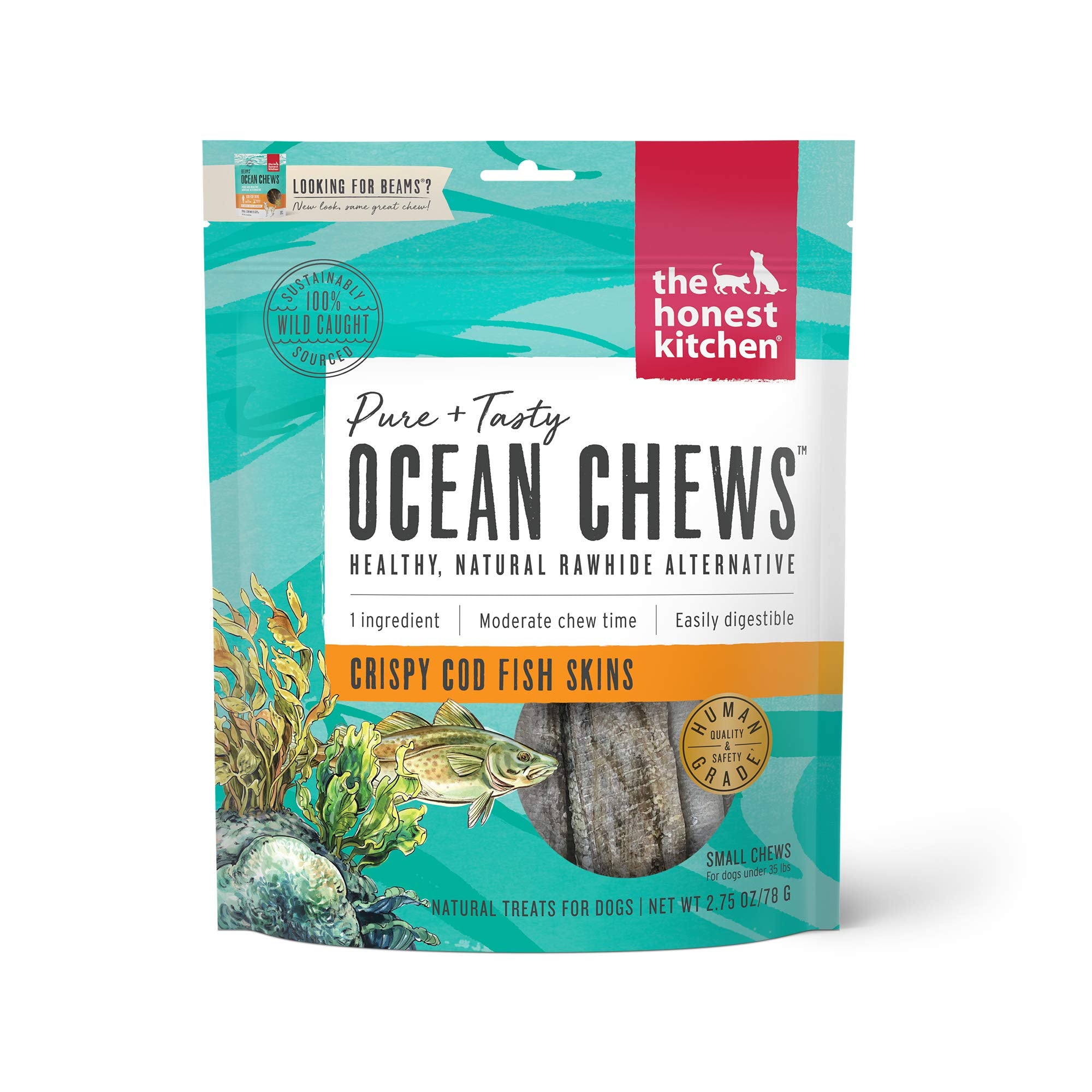 The Honest Kitchen Ocean Chews Grain Free Dog Chew Treats – Natural Human Grade Dehydrated Fish Skins