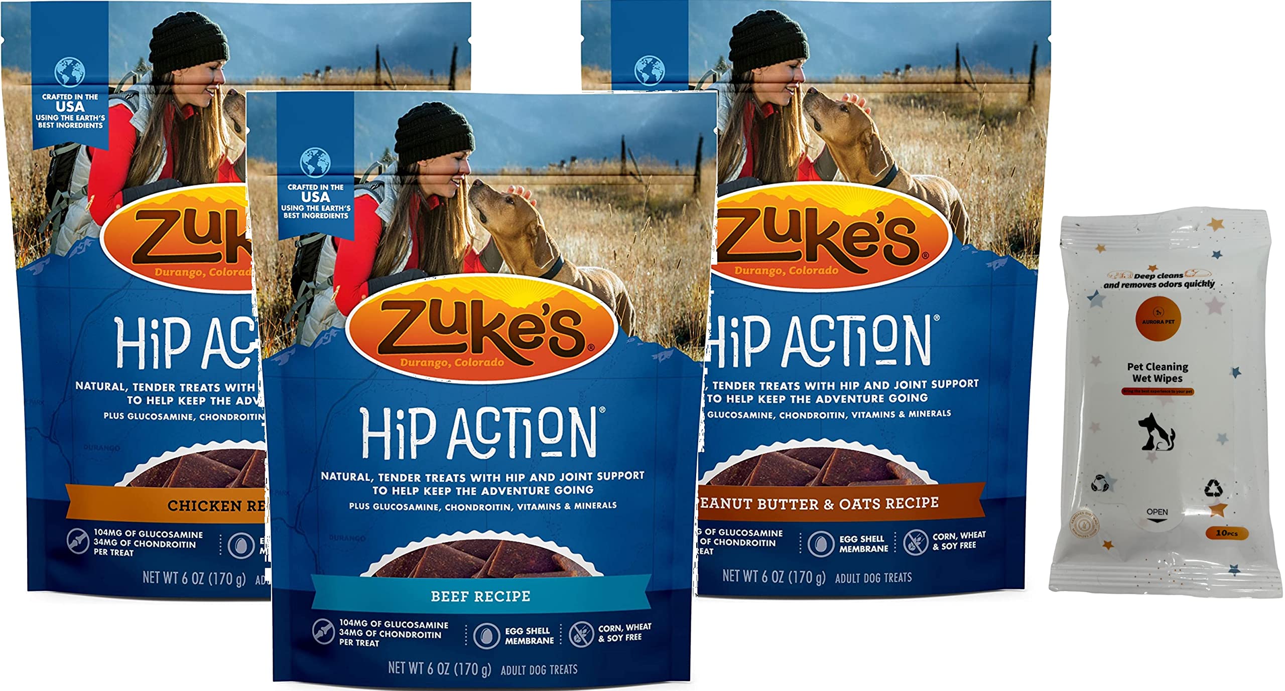 Zuke's Hip Action Hip & Joint Support Dog Treats (Pack of 3)