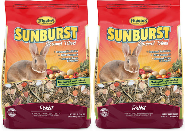 Higgins Sunburst Gourmet Blend Rabbit Food, 3 Lb Bags