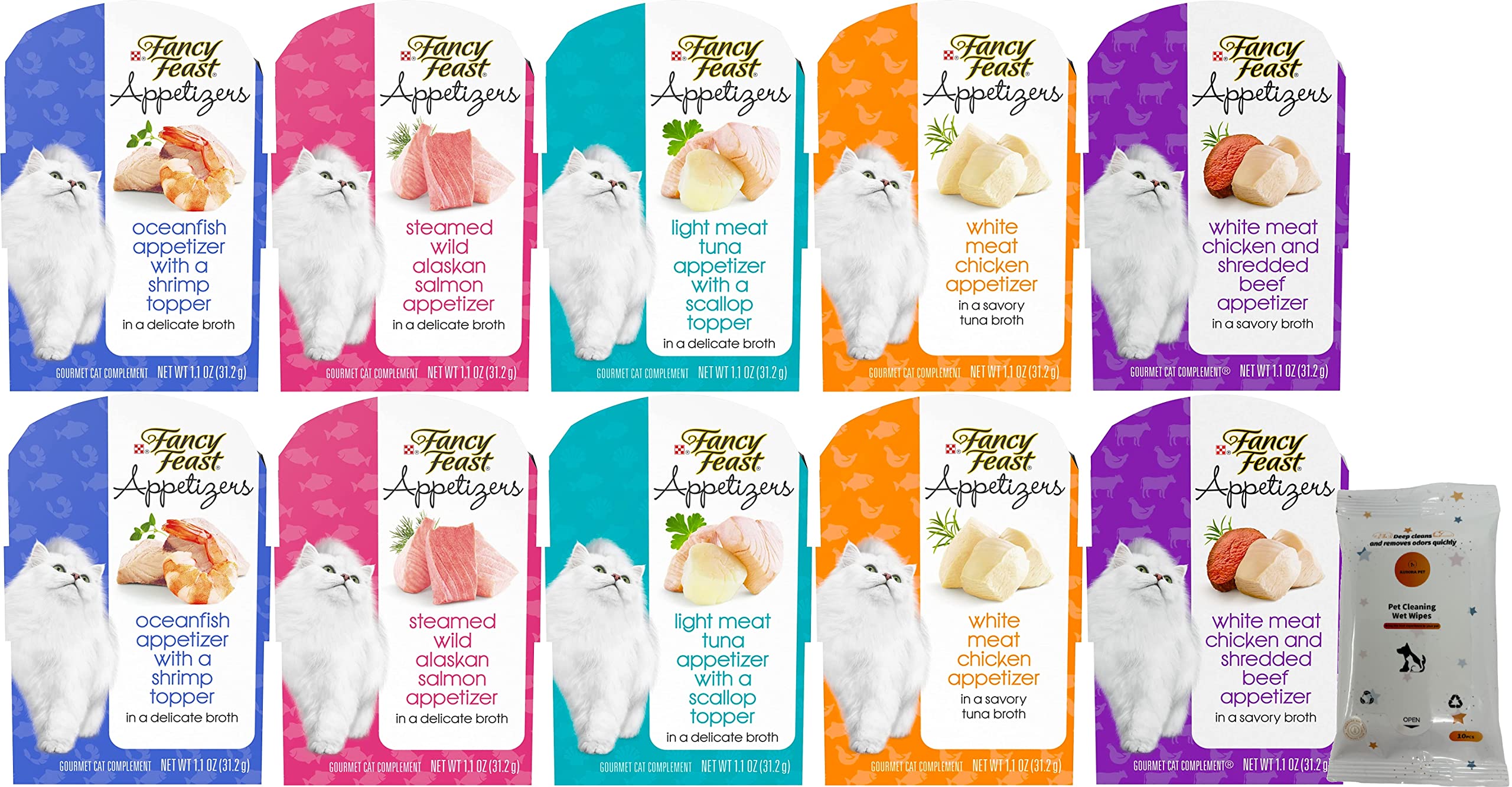 Fancy Feast Appetizers Wet Cat Food Variety Pack (10)