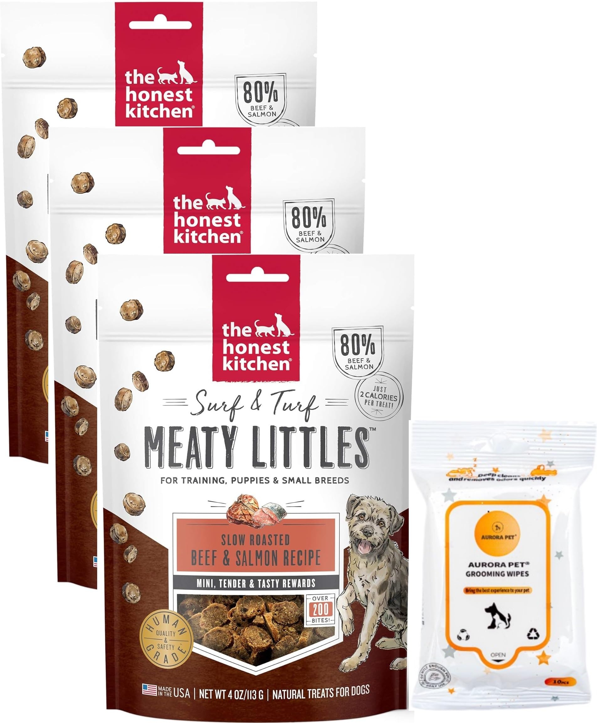 The Honest Kitchen Harvest Surf & Turf Meaty Littles Dog Treats (Beef & Salmon Recipe) 4-oz Bags